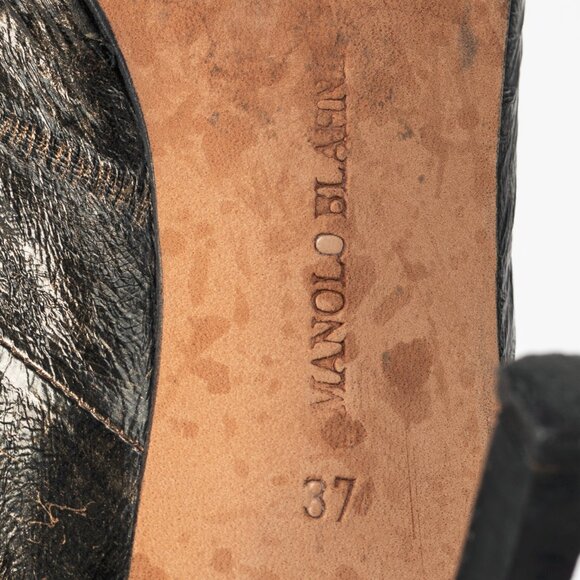 Manolo Blahnik Brown Eelskin Pointed-Toe Booties - Picture 6 of 10